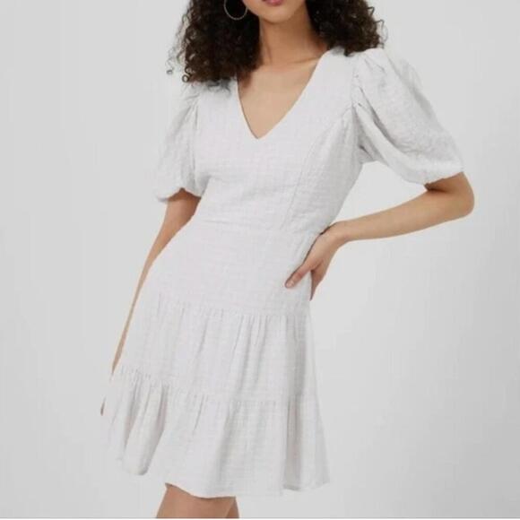 FRENCH CONNECTION Birch Dress - 0 - Puff Sleeve, Tiered Hem, Romantic Chic - Picture 1 of 6